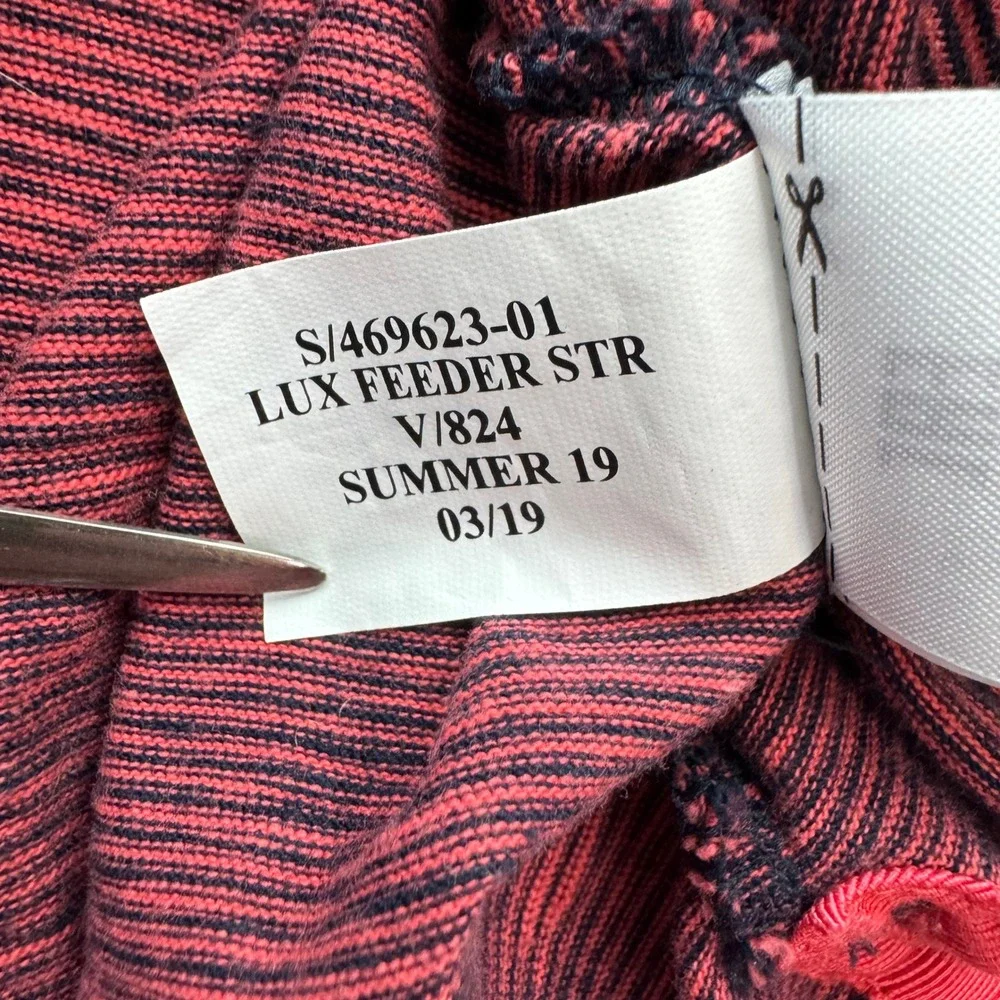 Banana Republic Luxury Touch Polo Mens L Maroon Navy Micro Stripe S/469623-01